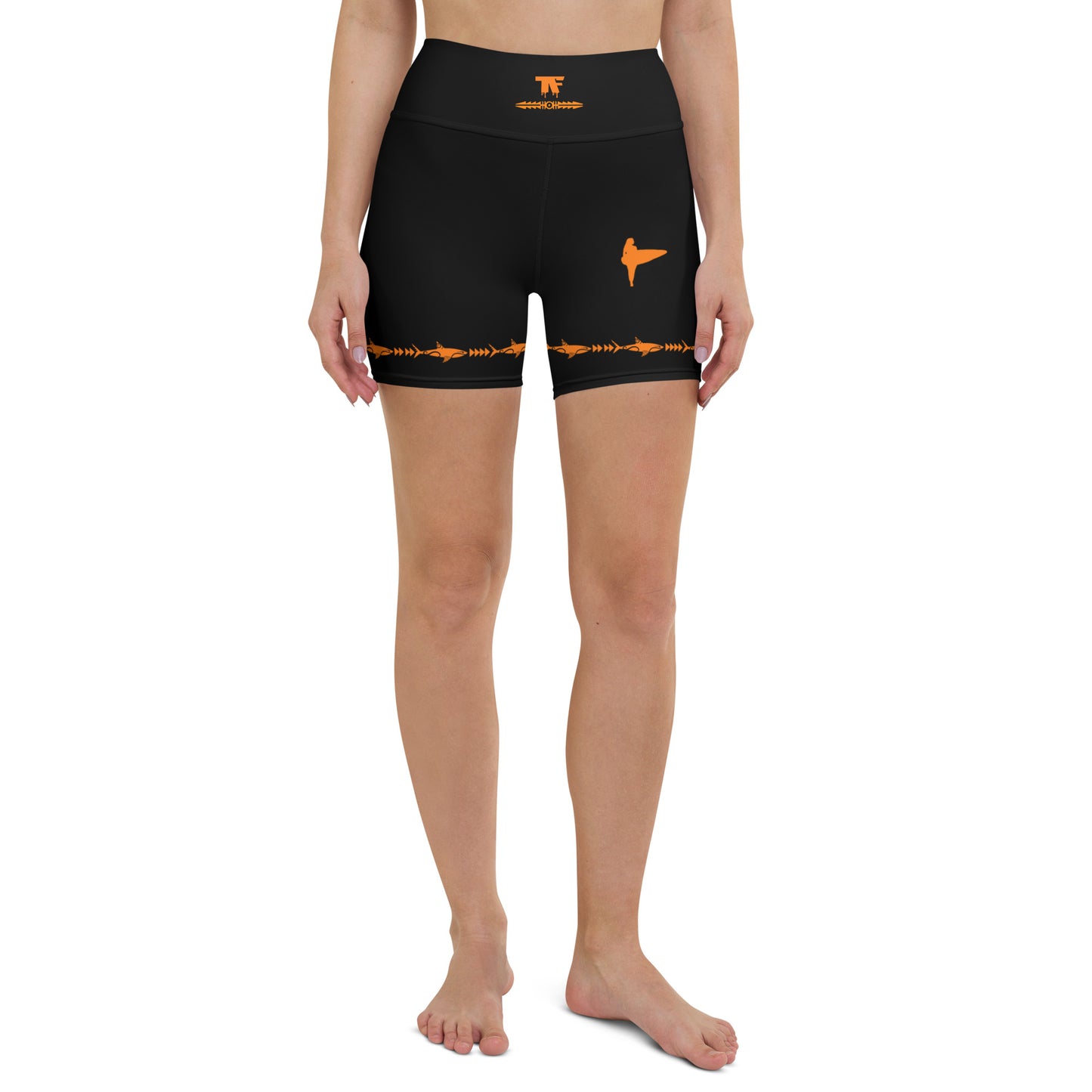 High Waisted Shorts Black & Orange Surf spirit | Limited Edition - TheFamous Activewear Studio