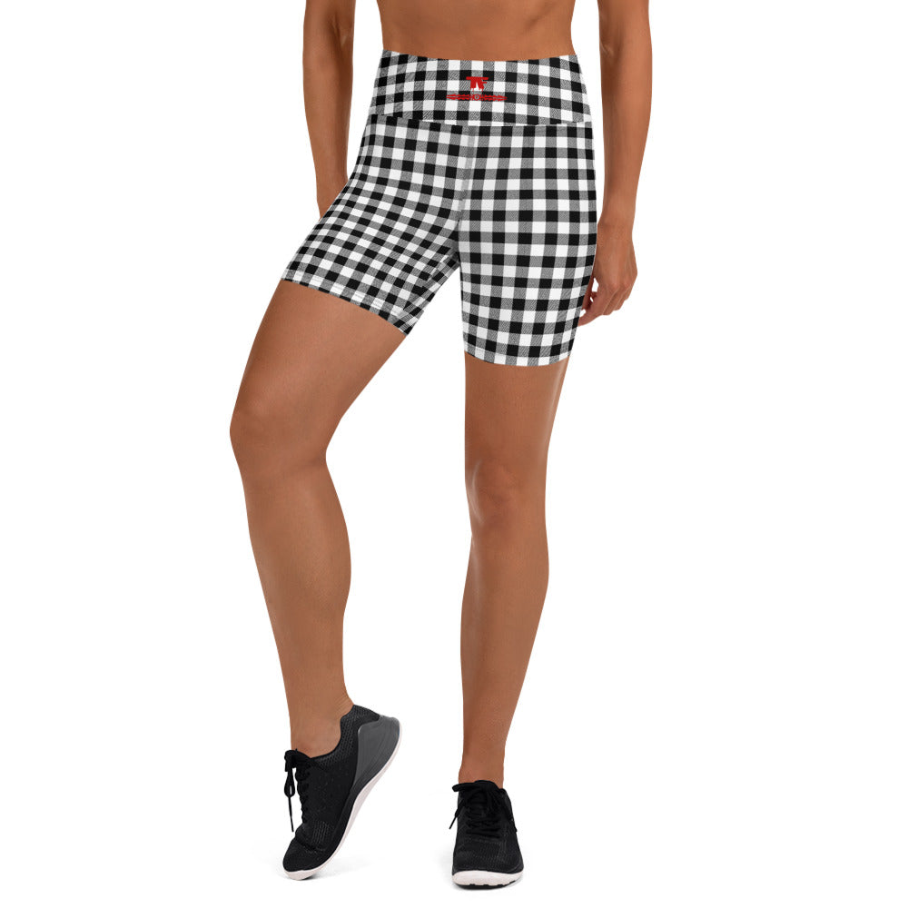 Activewear for women. High Waisted Shorts Gingham Black & White. A tribute to 60s in Limited Editions