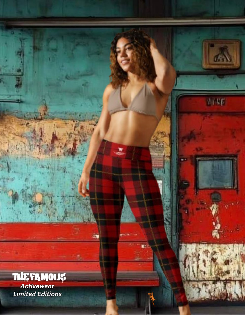 Fashion Leggings Street Series Red Plaid | Limited Edition TheFamous Studio
