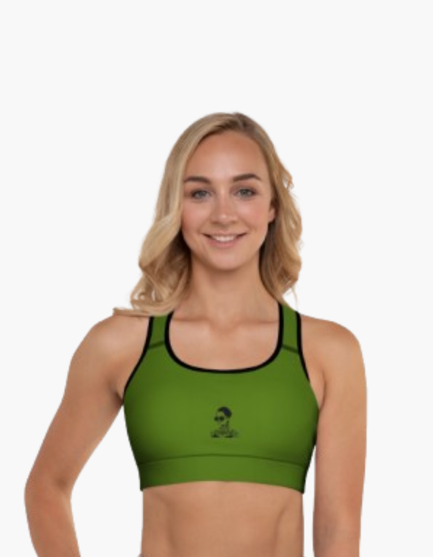 Padded sport bra black & green dill with tattoo in front - Matching the same leggings design