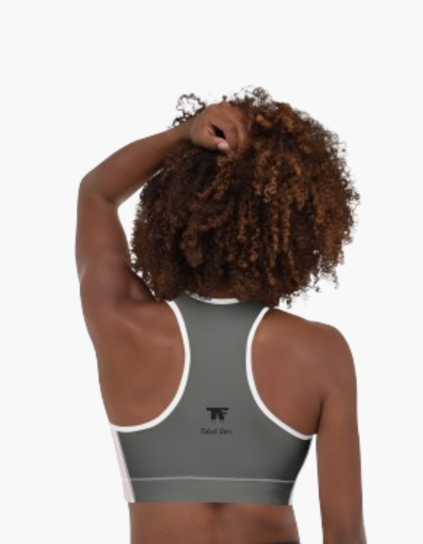 Padded Sport Bra Pink & Steel Grey with Tattoo