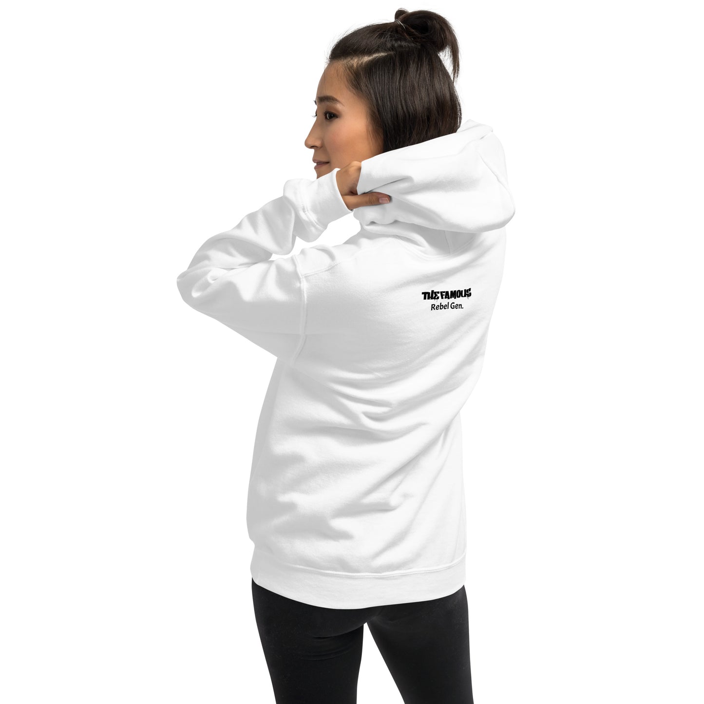 Activewear for women. Athletic classic hoodie eco-friendly 'No Planet B' white. Limited edition with an exclusive design. back side view