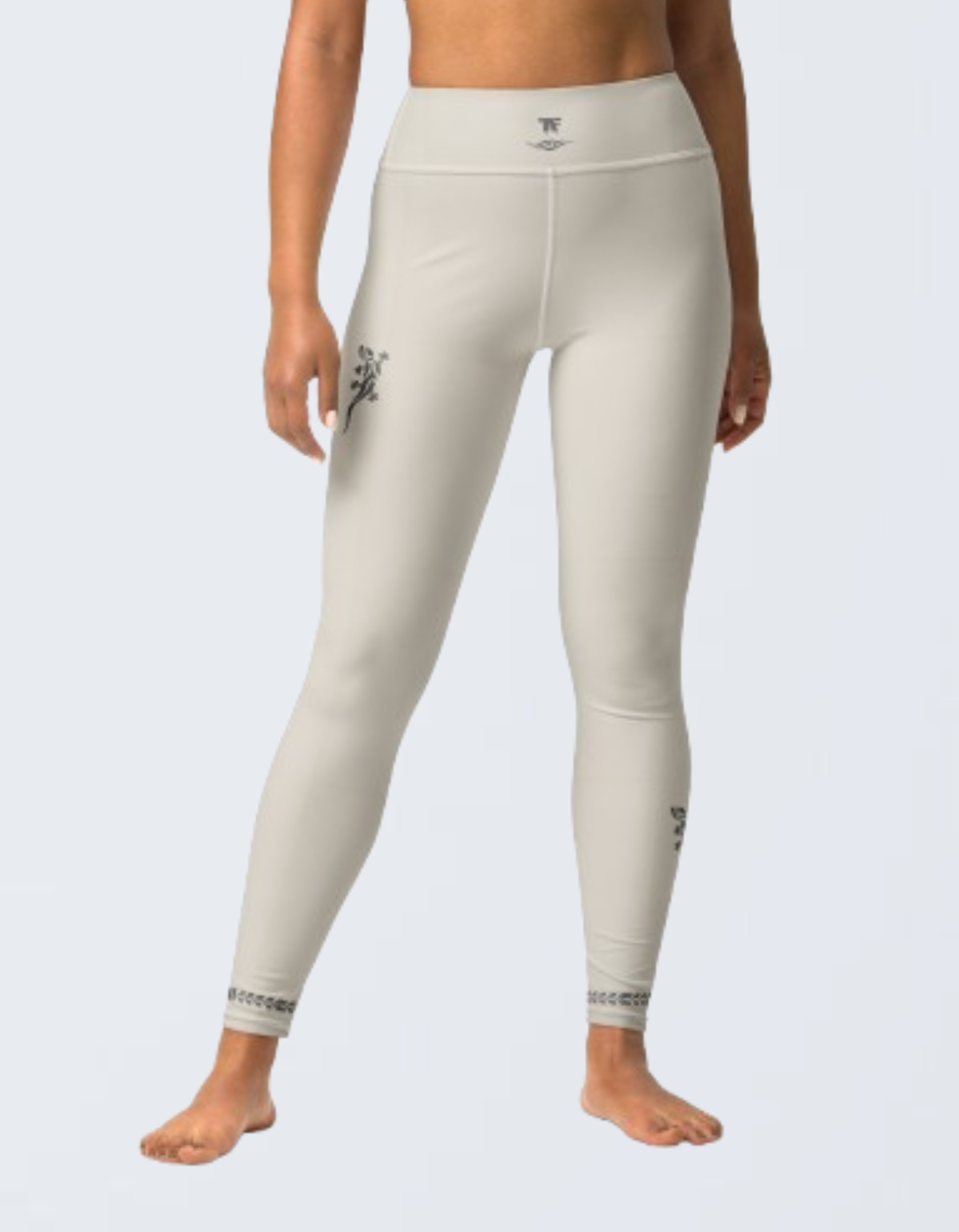 Activewear for women. High waisted leggings beige with additional tattoos