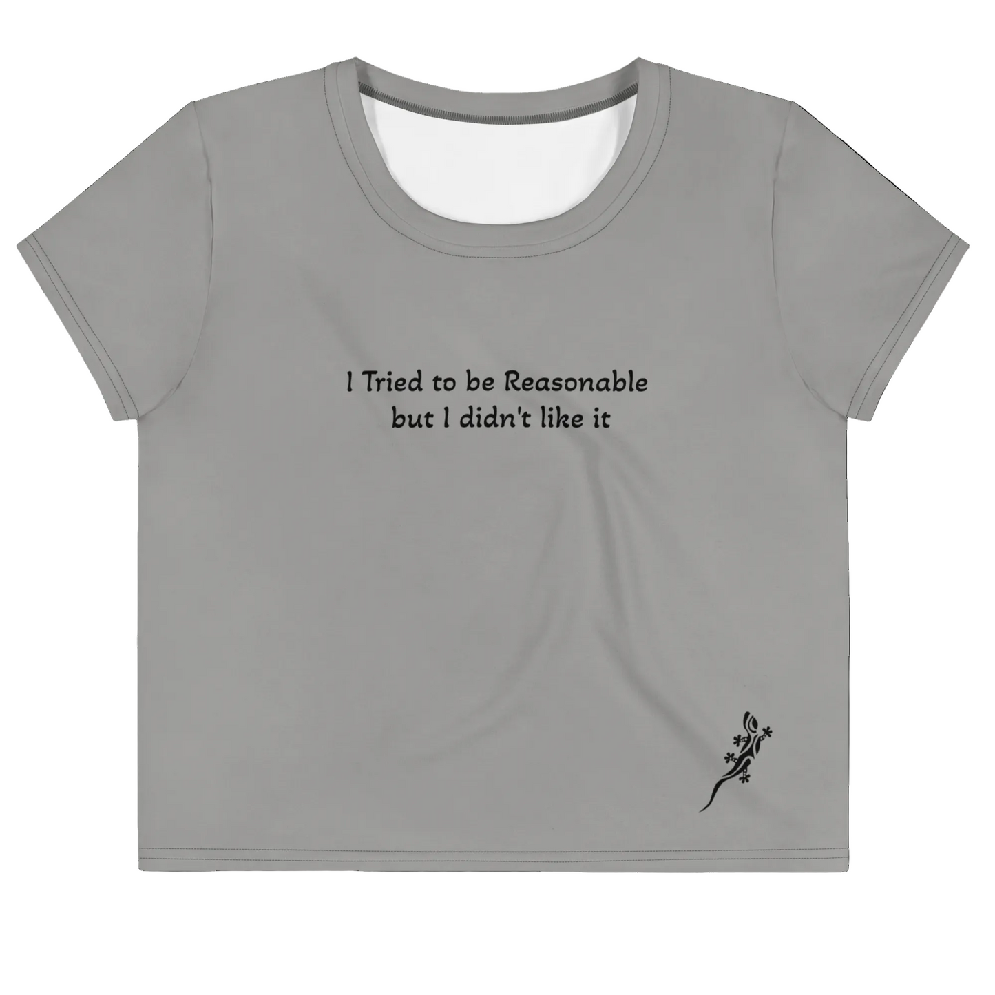 Crop Tee Grey Taupe & Black for women