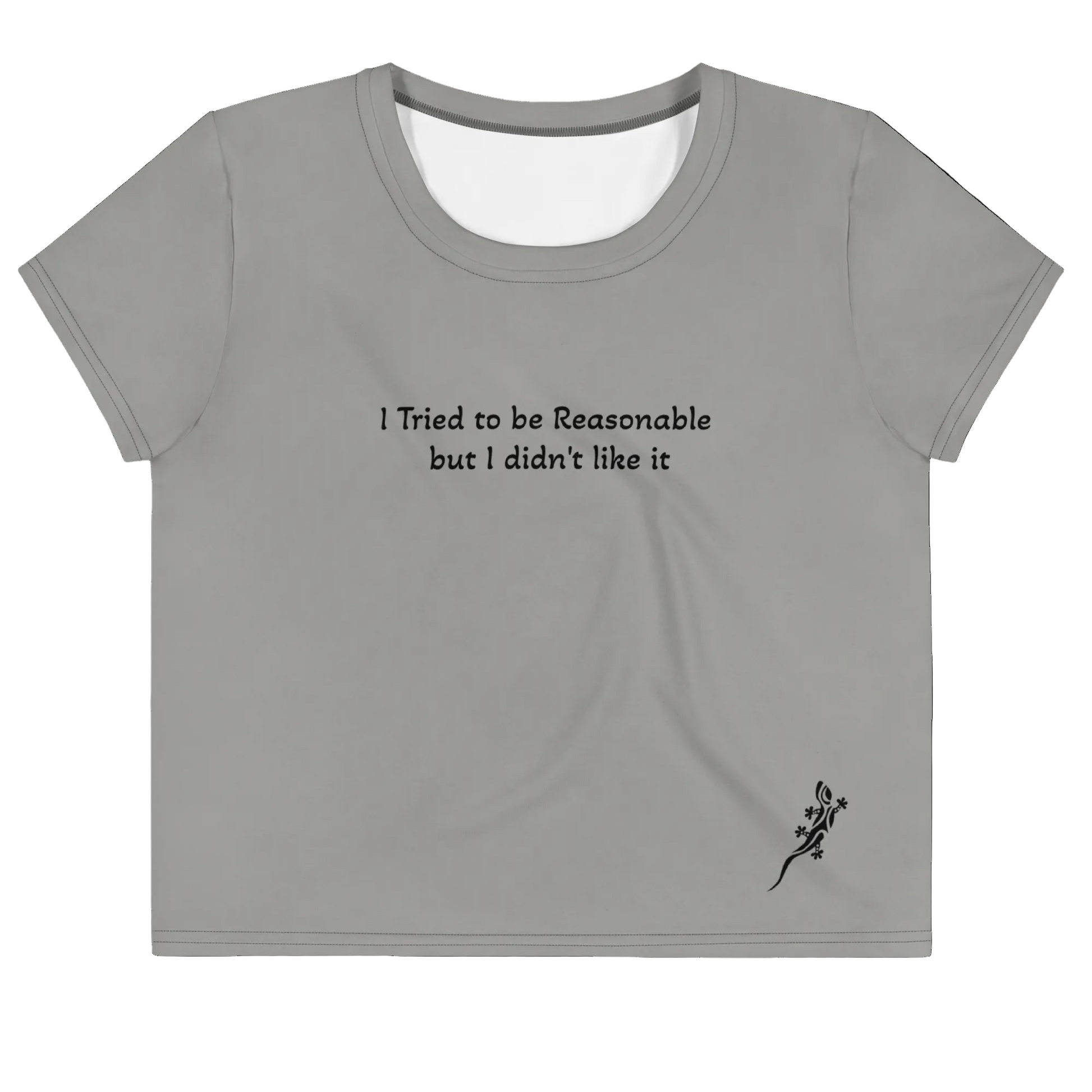 Crop Tee Grey Taupe & Black for women