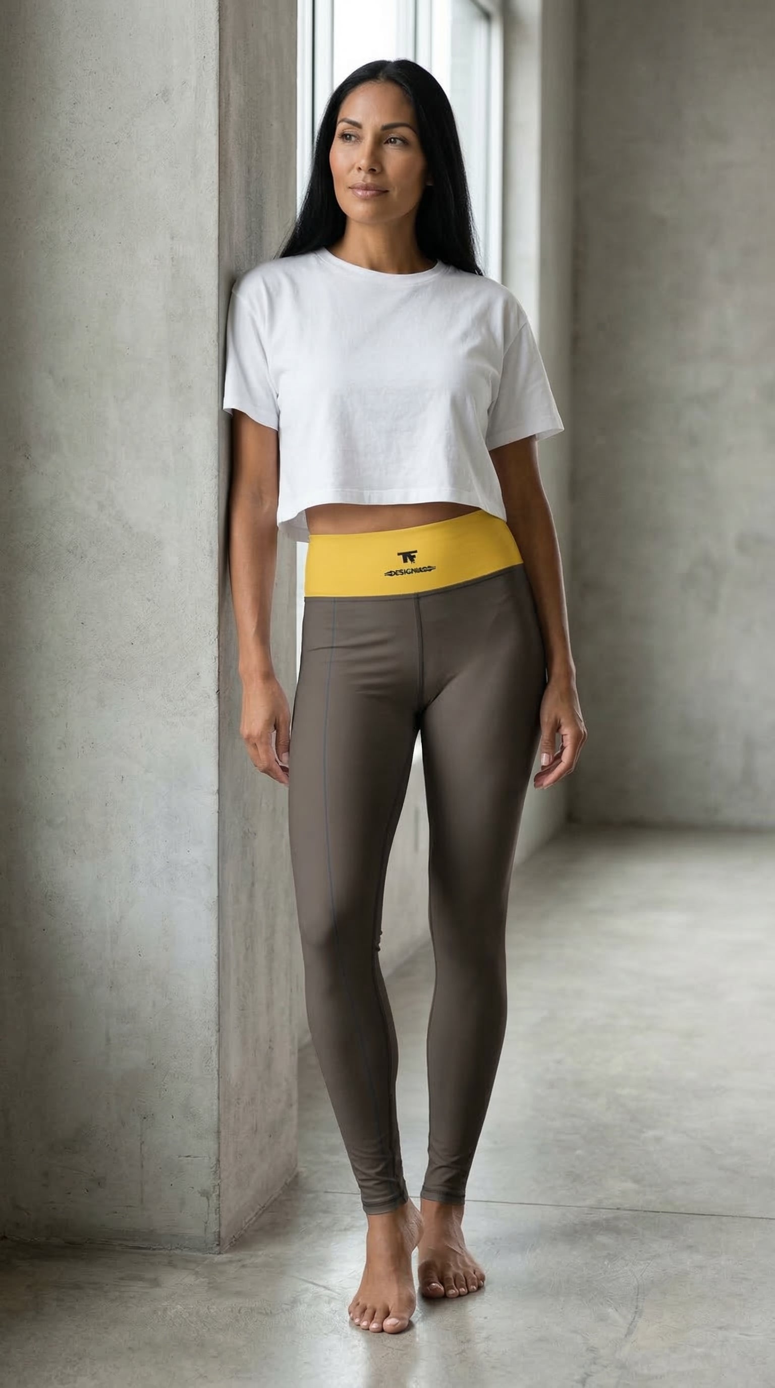 Casual Chic Activewear for women | Yoga Leggings Brown Desert & Yellow Sun | Limited Edition TheFamous Studio