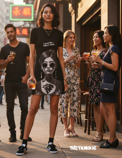 Printed Black Dress 'Never Lie Before 10 PM' | Limited Edition TheFamous Studio