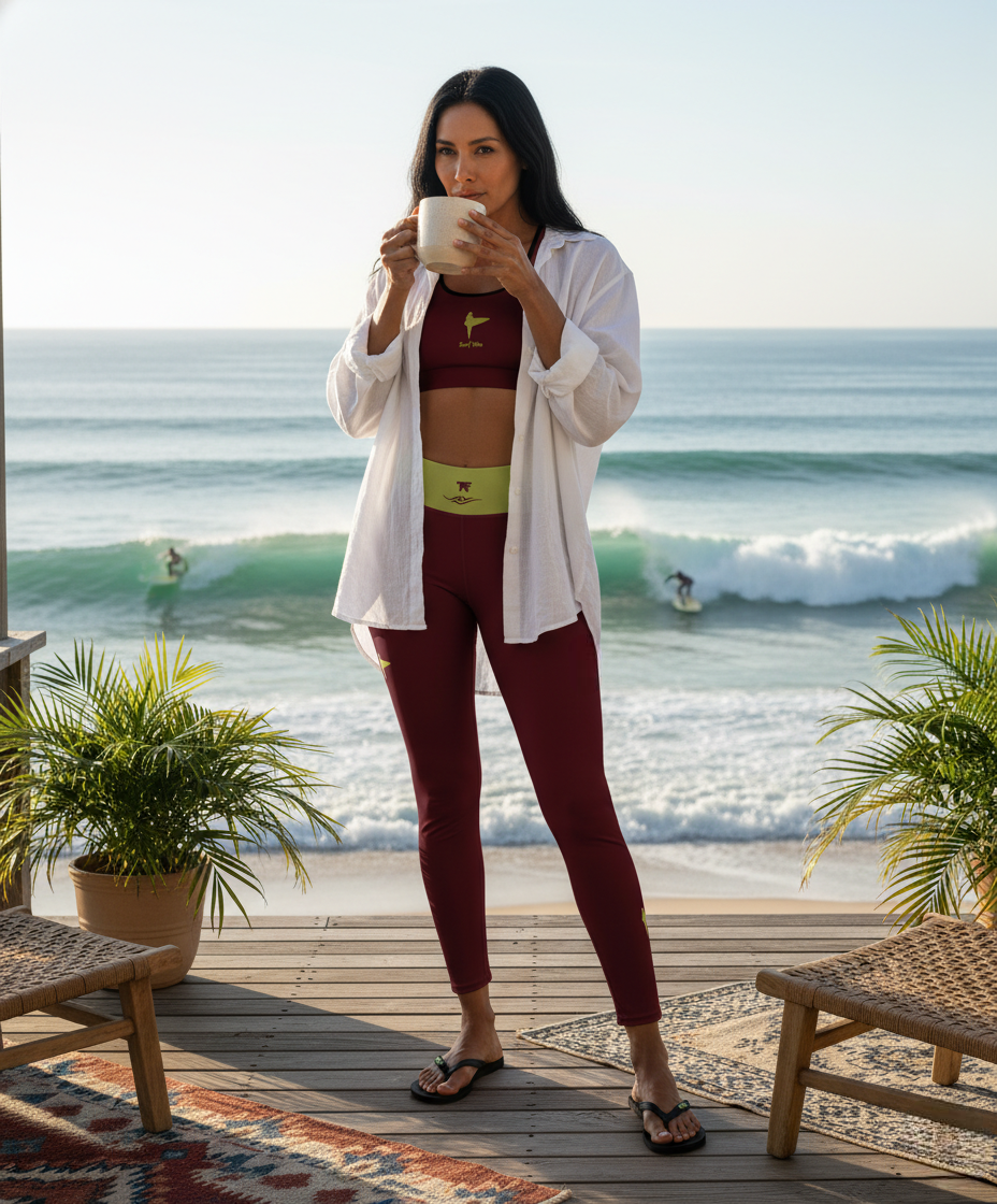 Surf Spirit Burgundy Anis Leggings | Limited Edition TheFamous Studio