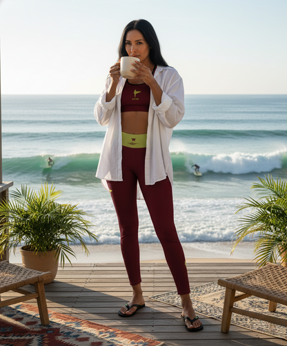 Surf Spirit Burgundy Anis Leggings | Limited Edition TheFamous Studio