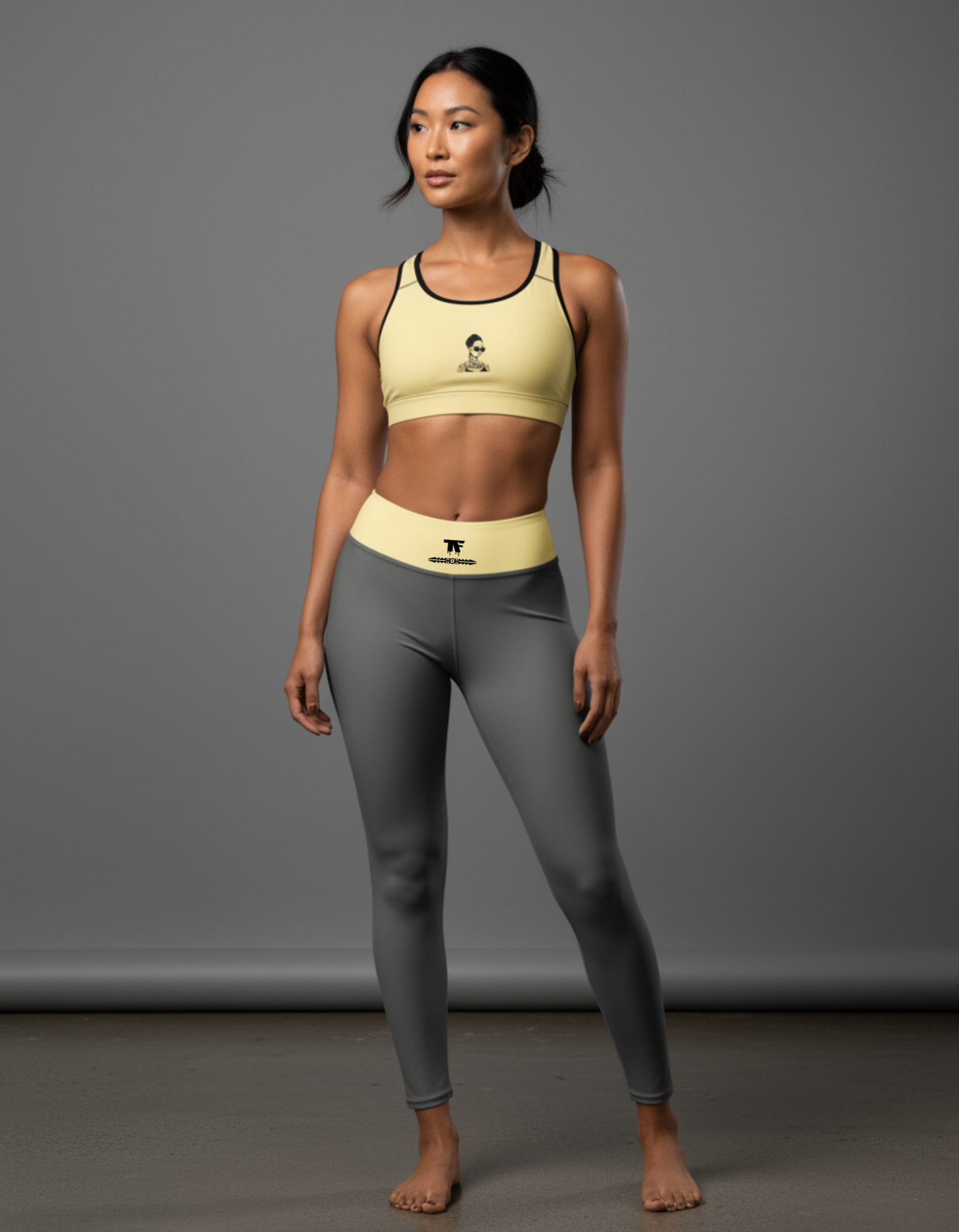 Padded Sports Bra Grey & Butter | Limited edition TheFamous Studio