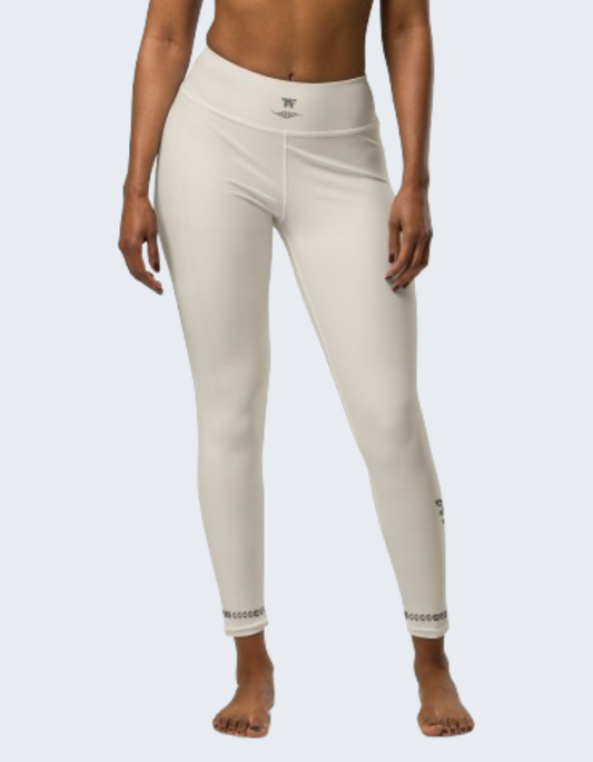 Activewear for women. High waisted leggings beige with additional tattoos