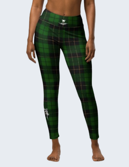 Fashion Yoga Leggings Street Series Green Plaid | Limited Edition TheFamous Studio