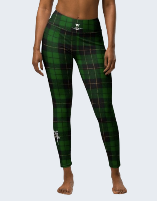 Fashion Yoga Leggings Street Series Green Plaid | Limited Edition TheFamous Studio
