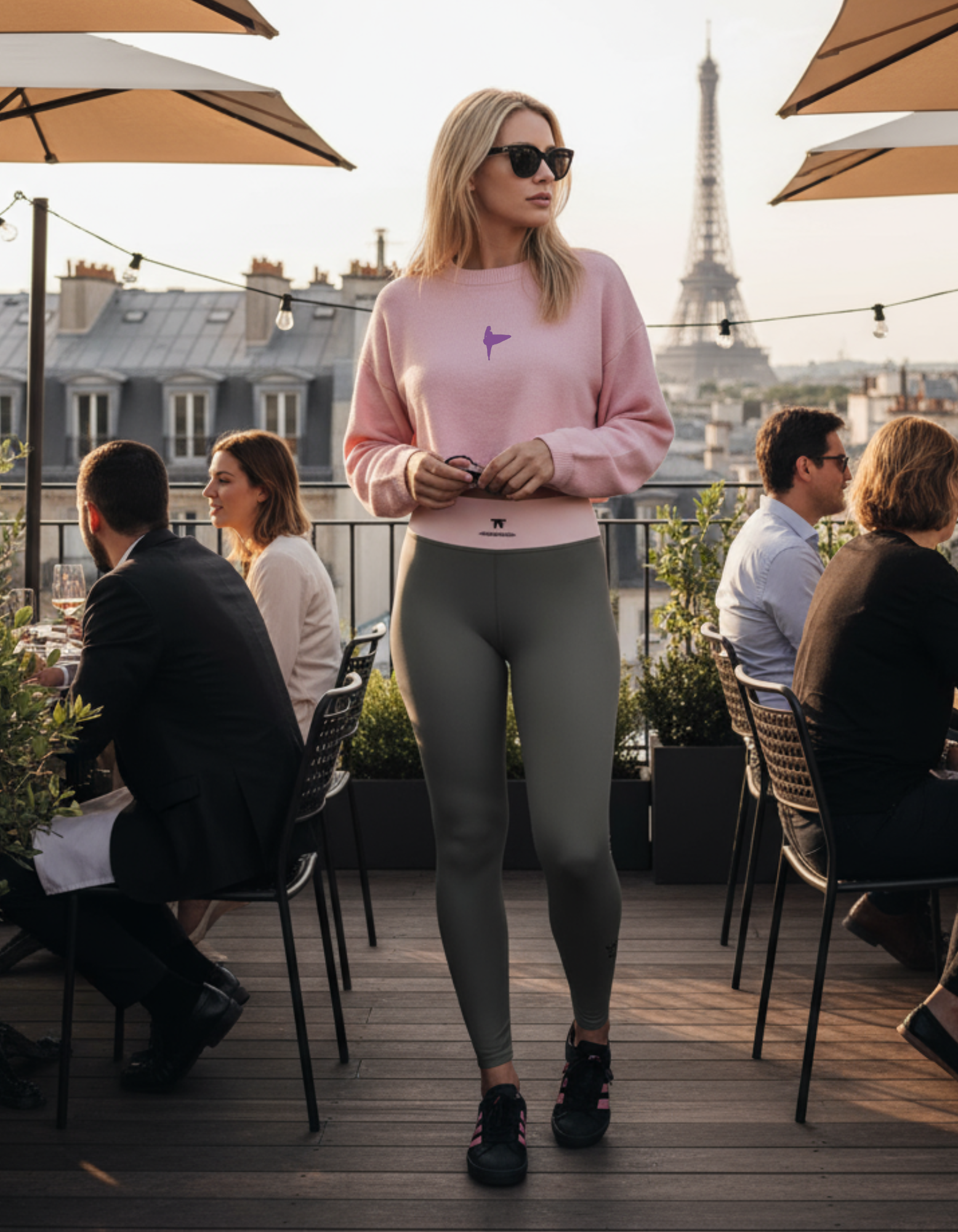 Yoga Leggings Steel Grey & Pink | Limited Edition TheFamous Studio