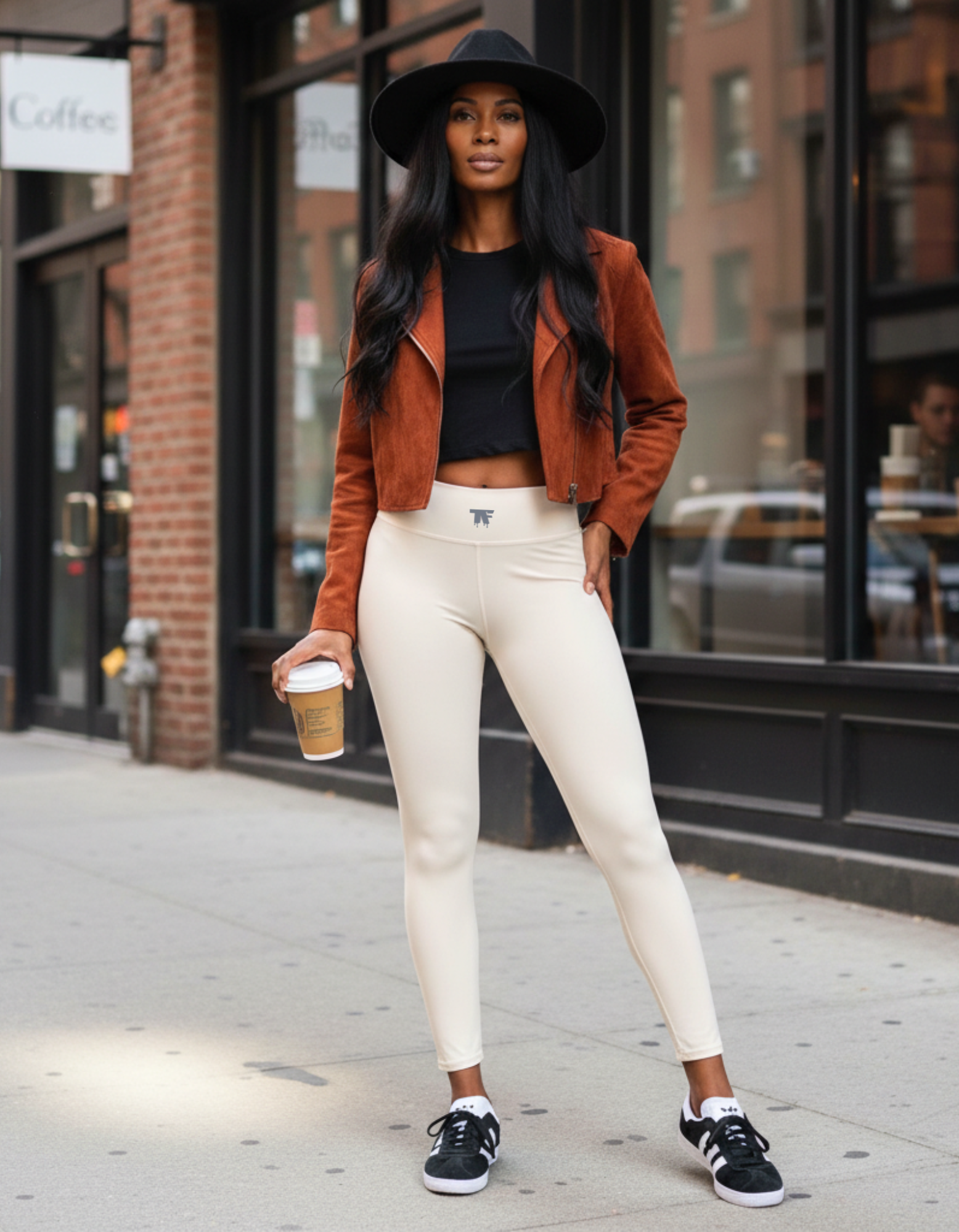 Casual Chic Activewear | Woman with a beige quiet stone leggings 