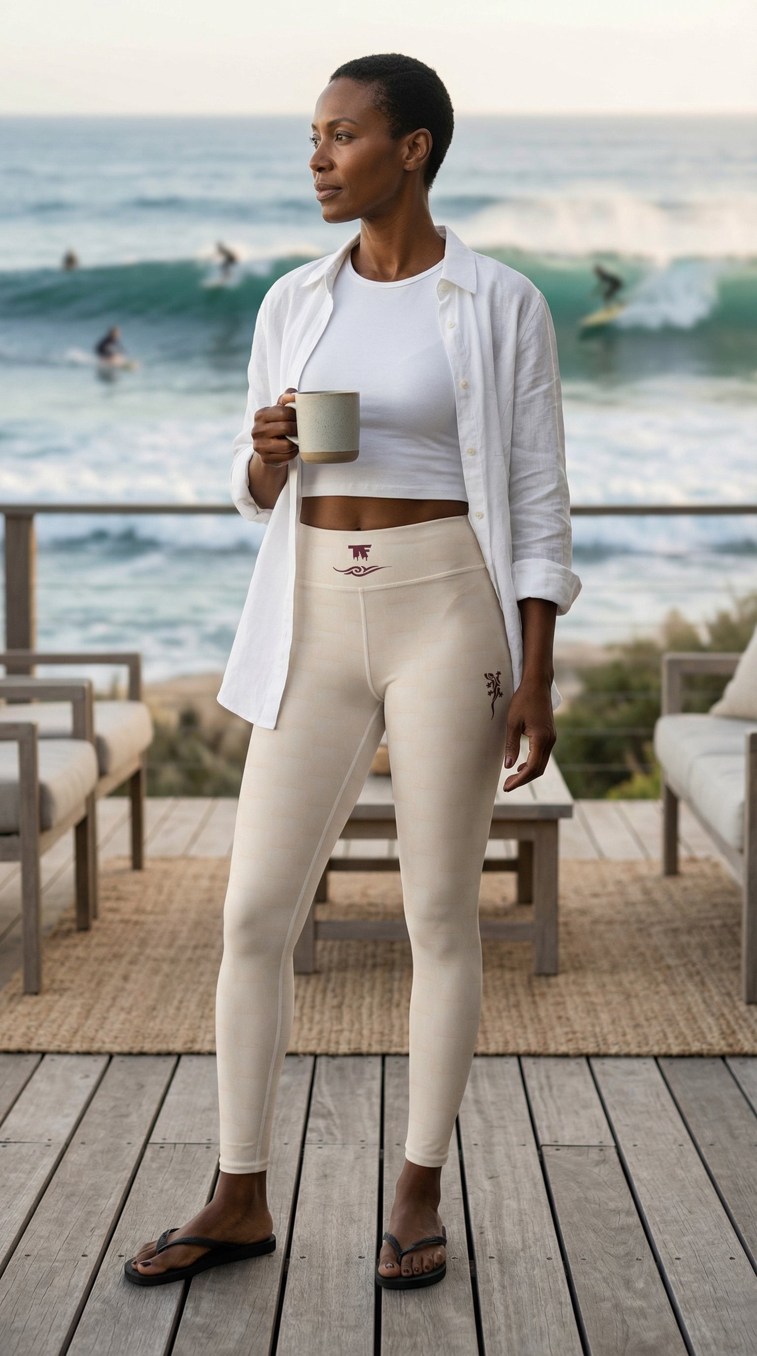 Yoga Leggings Outfit - Tribal Beige Raphia Inspired | Limited Edition TheFamous Studio