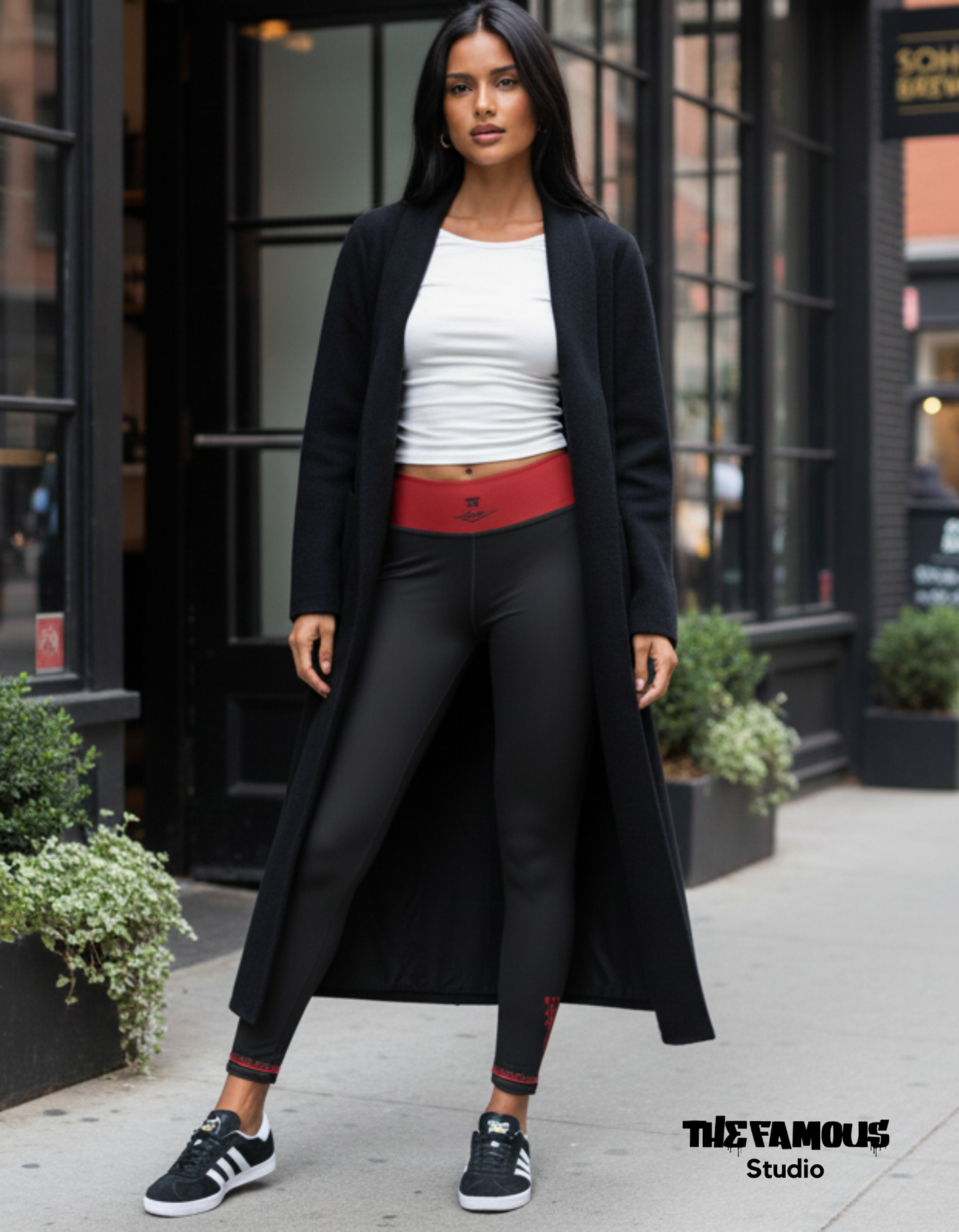 Yoga Leggings Black & Red Cherry | Limited Edition TheFamous Studio