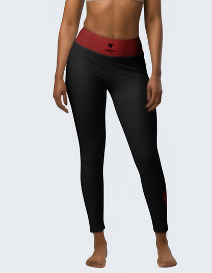 Activewear for women - Yoga Leggings Black & Red Cherry | Limited Edition TheFamous Studio
