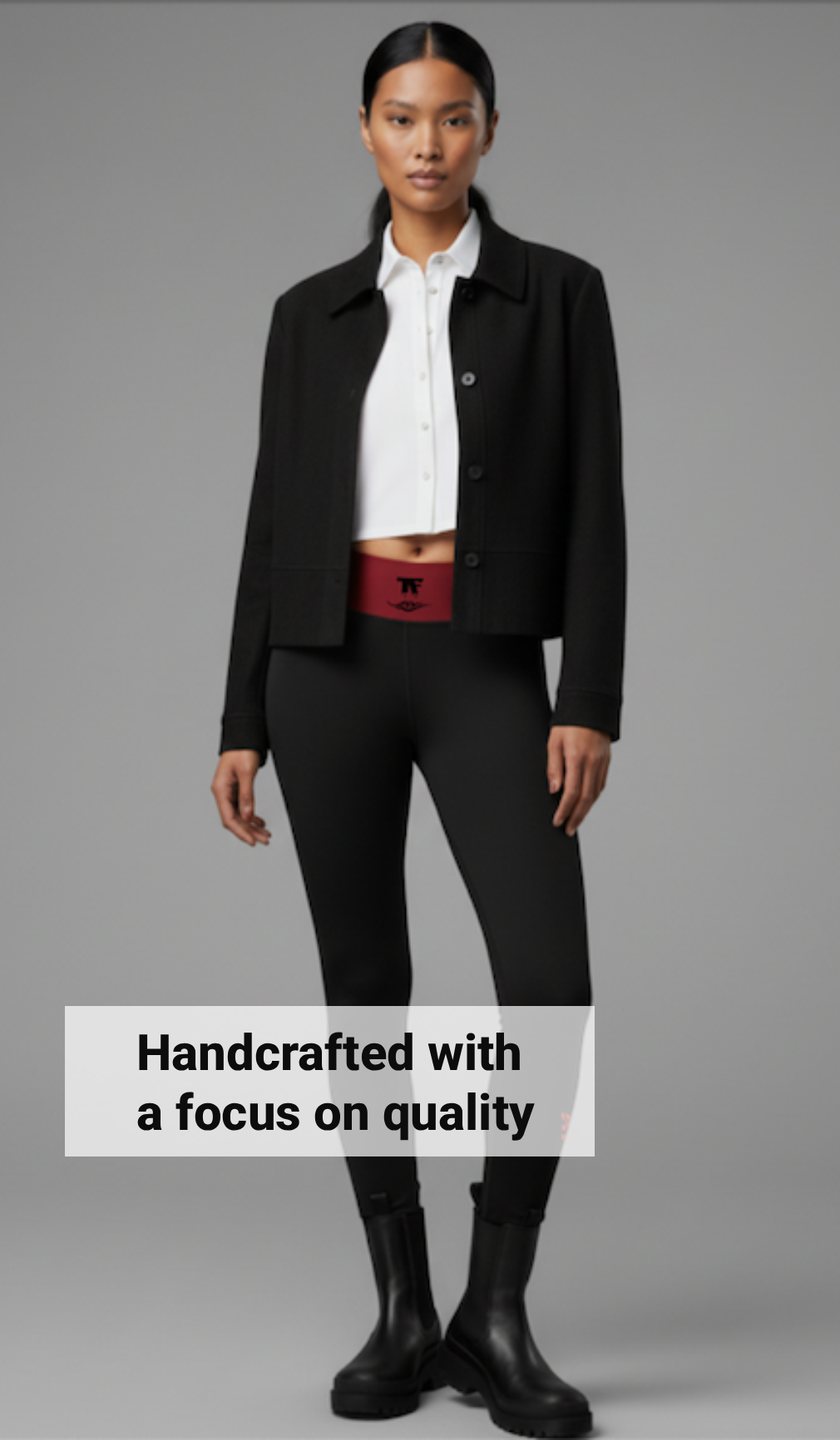 Athletic Chic Activewear for women | Black & Red Cherry high waist yoga Leggings with surf tattoos | Limited edition TheFamous Studio