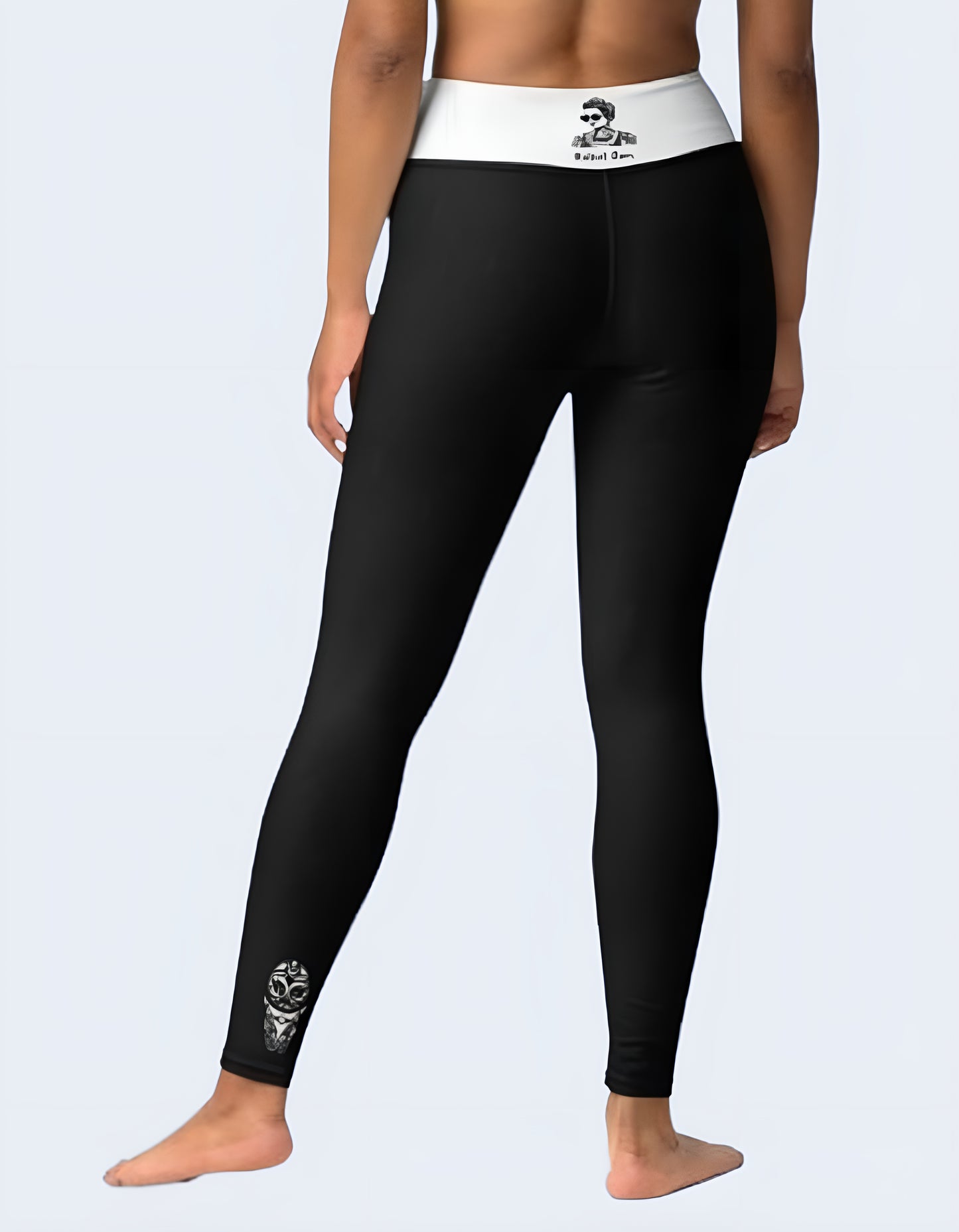 Casual Chic Activewear for women | Yoga Leggings Black & White with Tattoos | Limited Edition TheFamous Studio