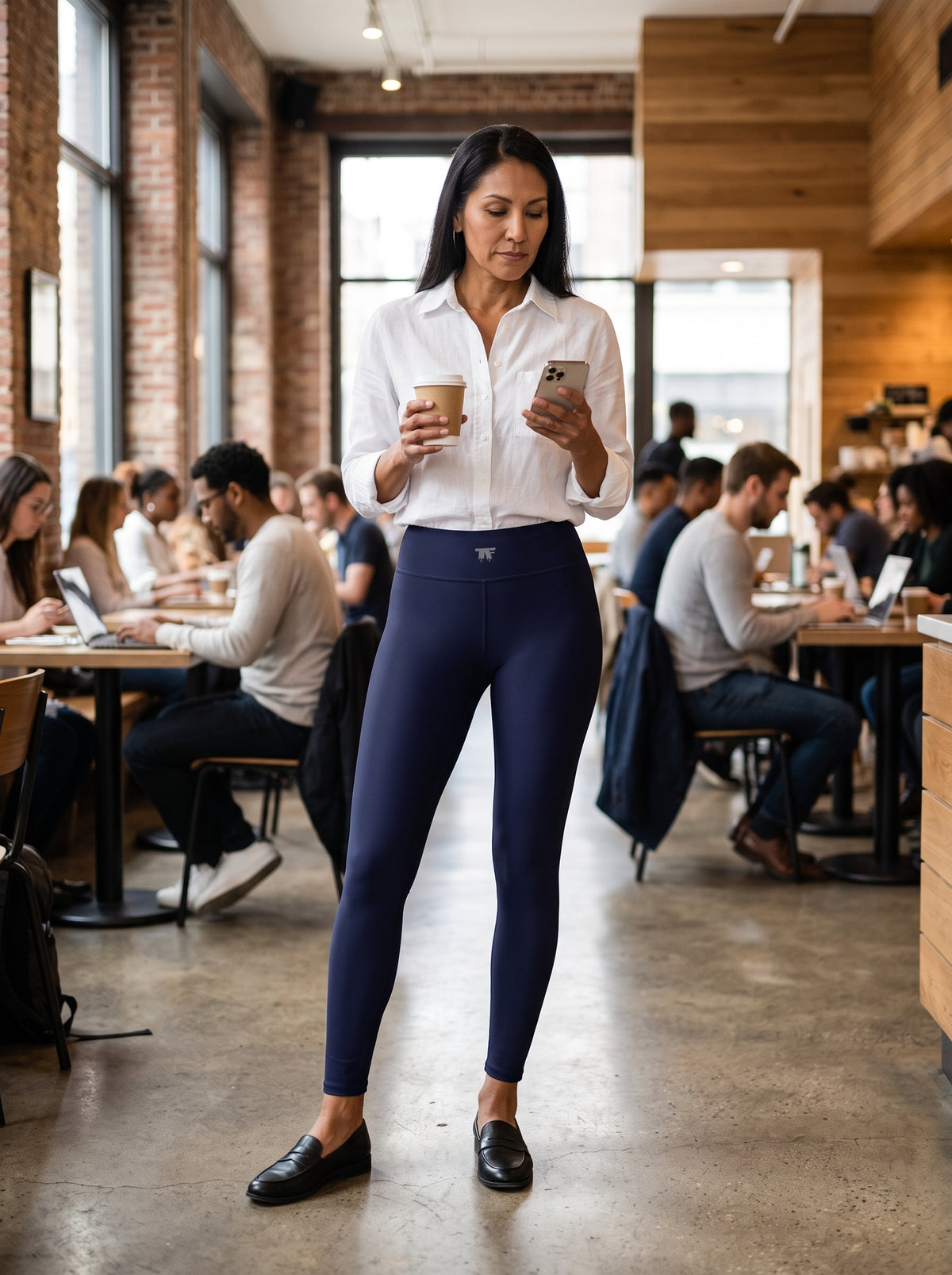 Quiet Luxury Activewear for women | Deep Blue Denim leggings to wear beyond the gym | Limited edition TheFamous Studio