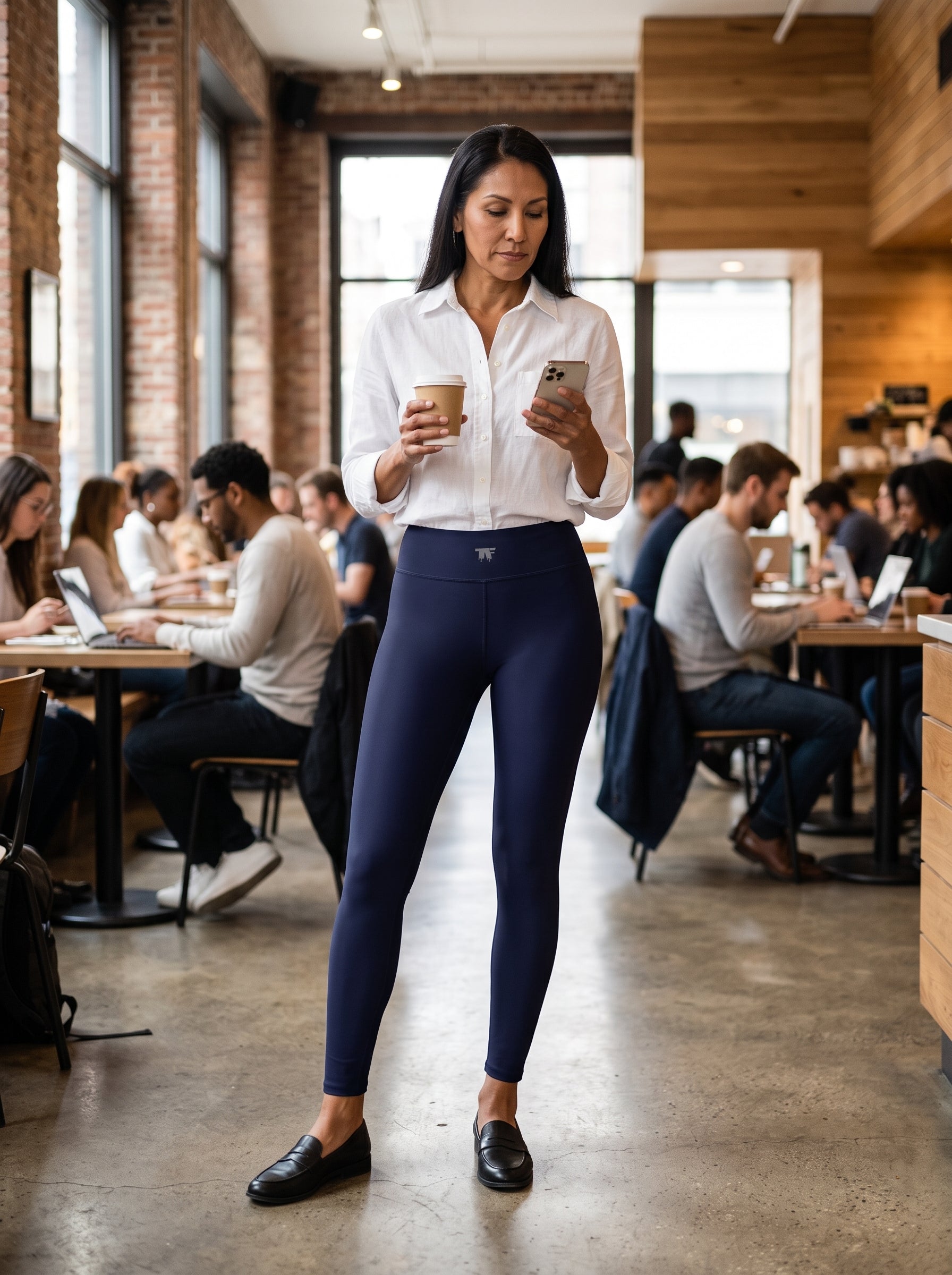 Quiet Luxury Activewear for women | Deep Blue Denim leggings to wear beyond the gym | Limited edition TheFamous Studio