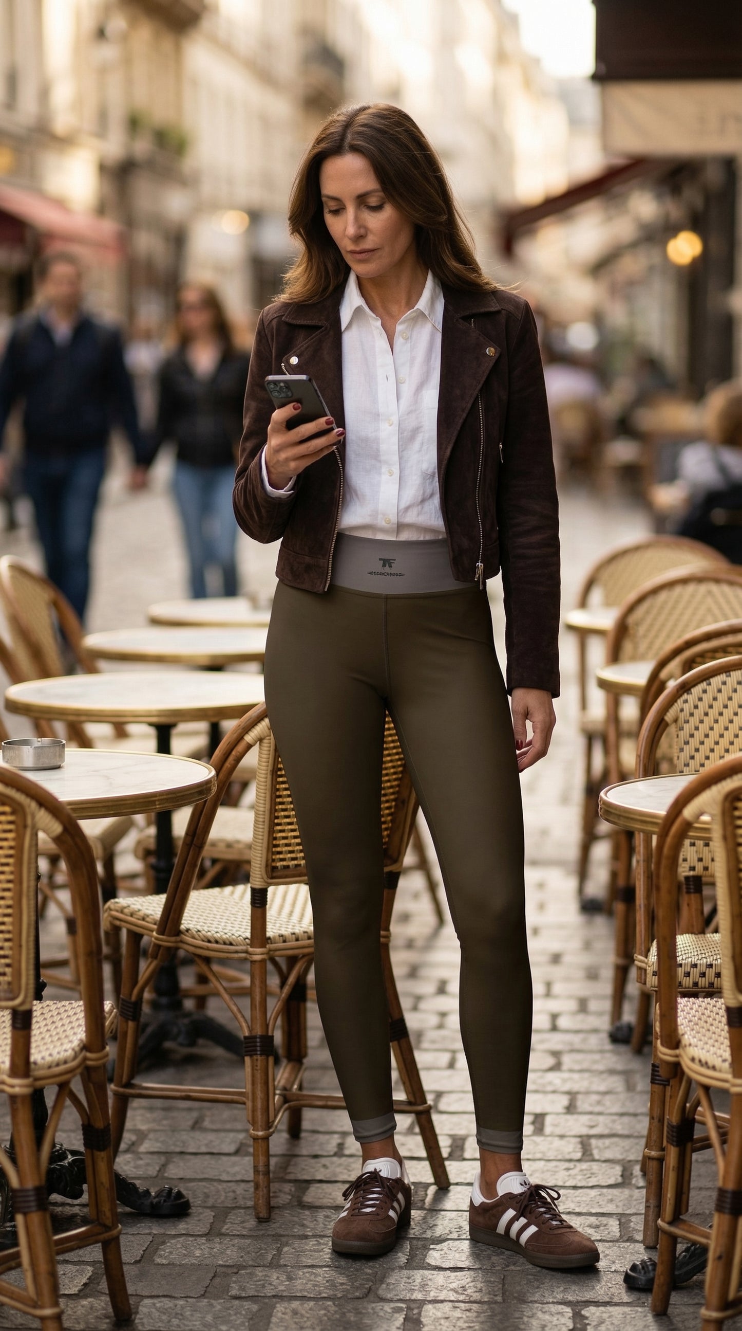 Athletic Chic Activewear for women | Brown Desert high waist yoga Leggings with surf tattoos | Limited edition TheFamous Studio