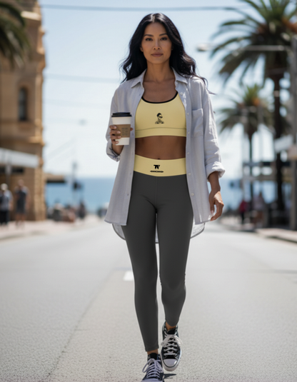 Yoga Leggings Steel Grey & Yellow Butter | Limited Edition TheFamous Studio