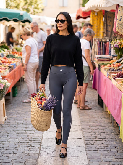 Sporty Chic Activewear for women | Dark Grey Storm high waist Leggings with tattoos | Limited edition TheFamous Studio