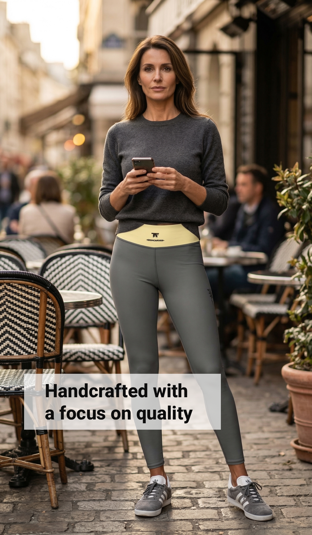 Casual Chic Activewear for women | Yoga Leggings Grey & Butter Yellow | Limited Edition TheFamous Studio