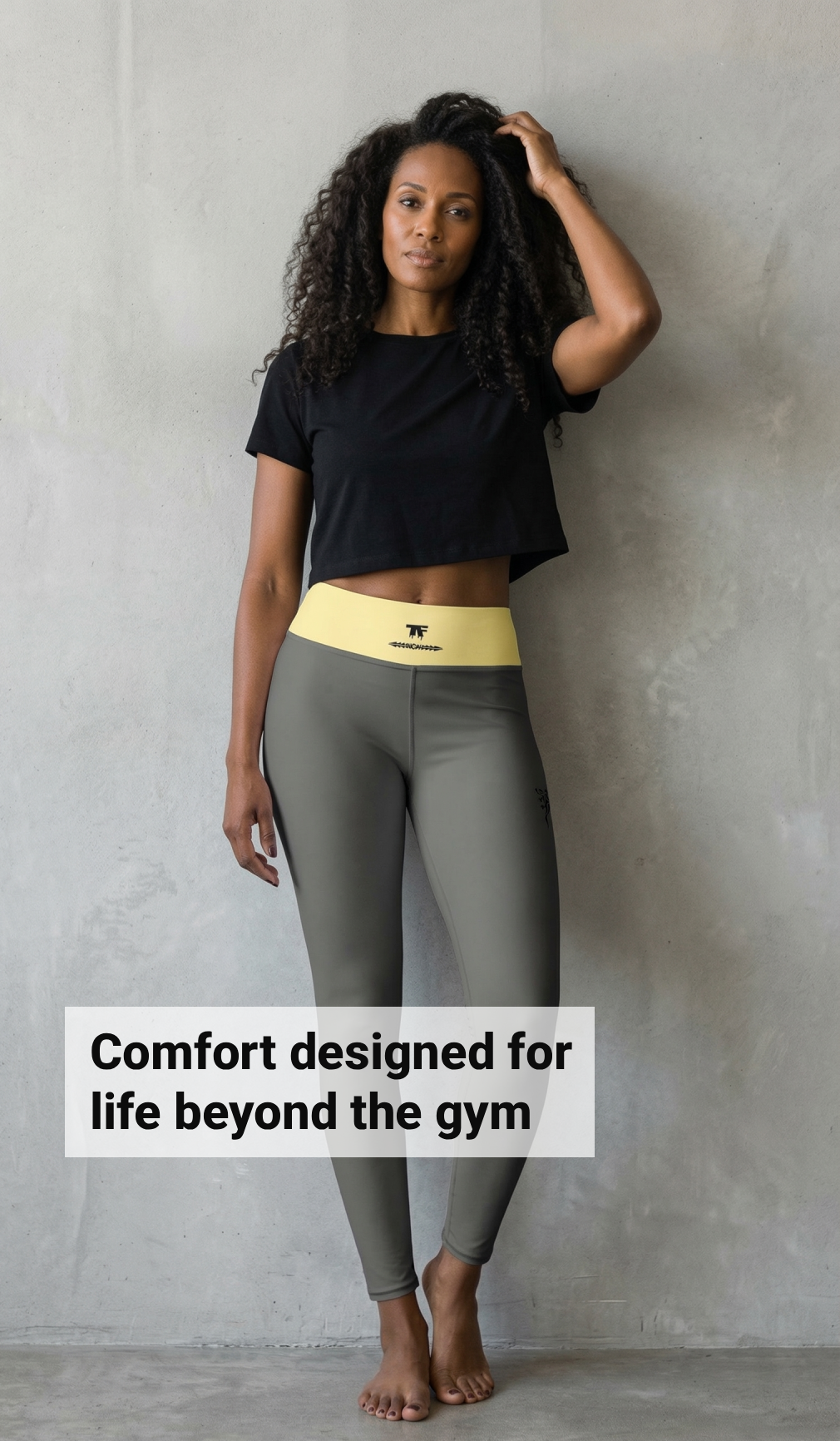 Casual Chic Activewear for women | Yoga Leggings Grey & Butter Yellow | Limited Edition TheFamous Studio