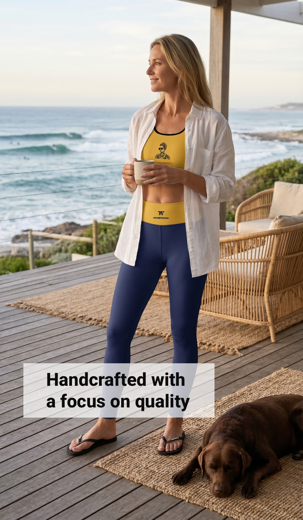 Sporty Chic Activewear for women | Yoga Leggings Indigo & Sun Yellow | Limited Edition TheFamous Studio