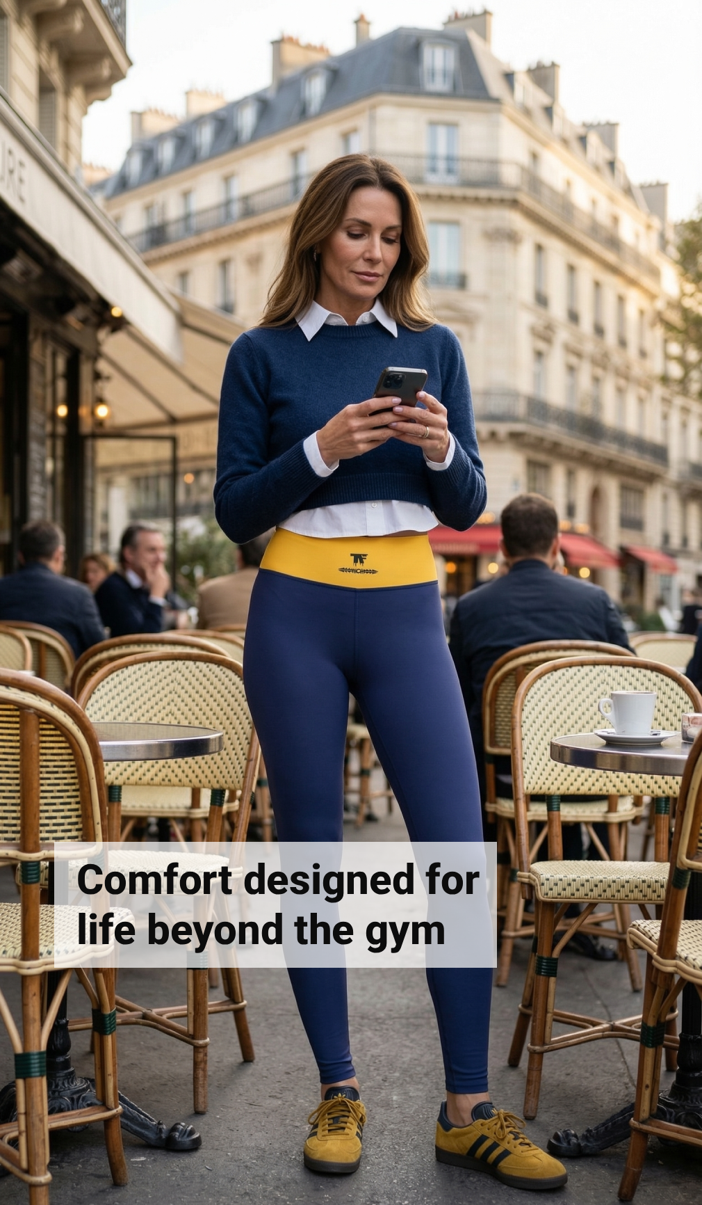 Sporty Chic Activewear for women | Yoga Leggings Indigo & Sun Yellow | Limited Edition TheFamous Studio