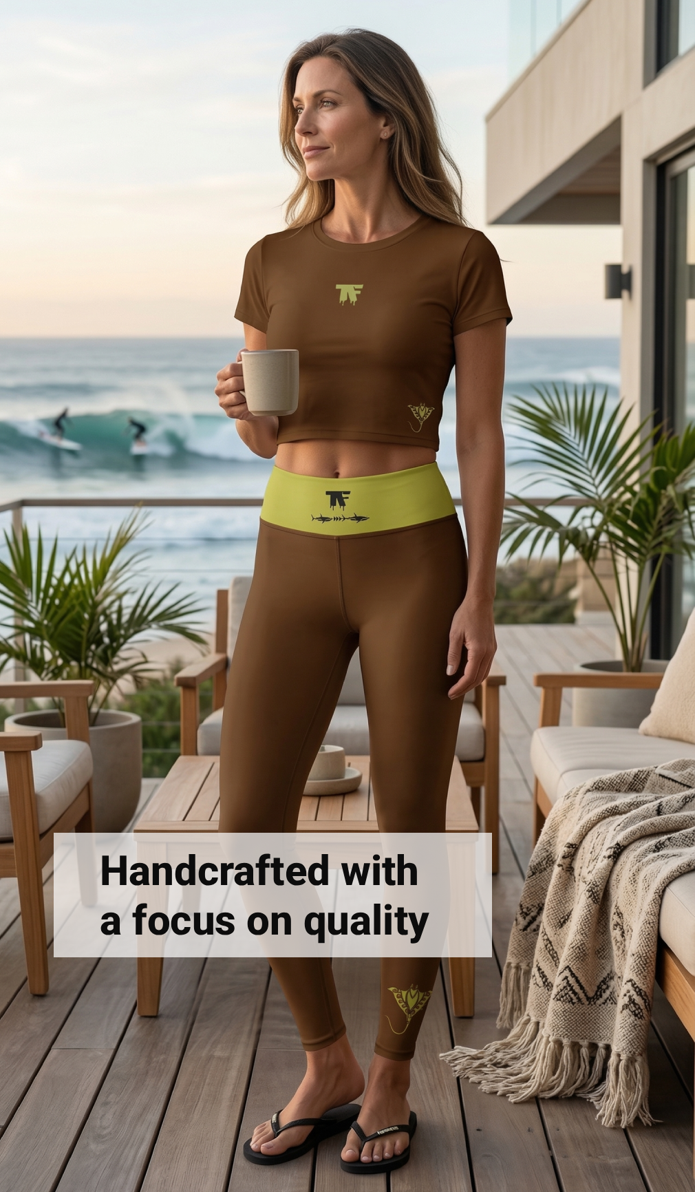 Casual Chic Activewear for women | Yoga Leggings Mocha & Citronella | Limited Edition TheFamous Studio
