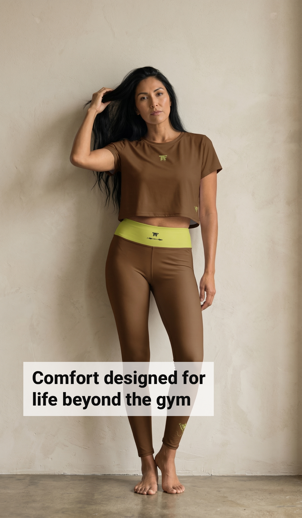 Casual Chic Activewear for women | Yoga Leggings Mocha & Citronella | Limited Edition TheFamous Studio