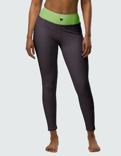 Activewear for women | Leggings prune Burgundy with Pistachio waist 
