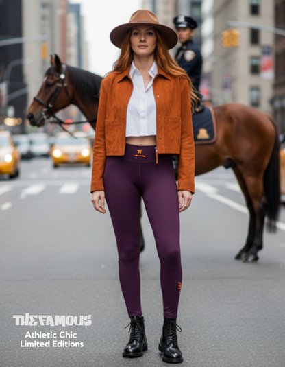 high Waisted Prune Burgundy Fashion Leggings | Limited Edition TheFamous Studio