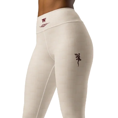 Limited edition leggings beige Raphia inspired print 