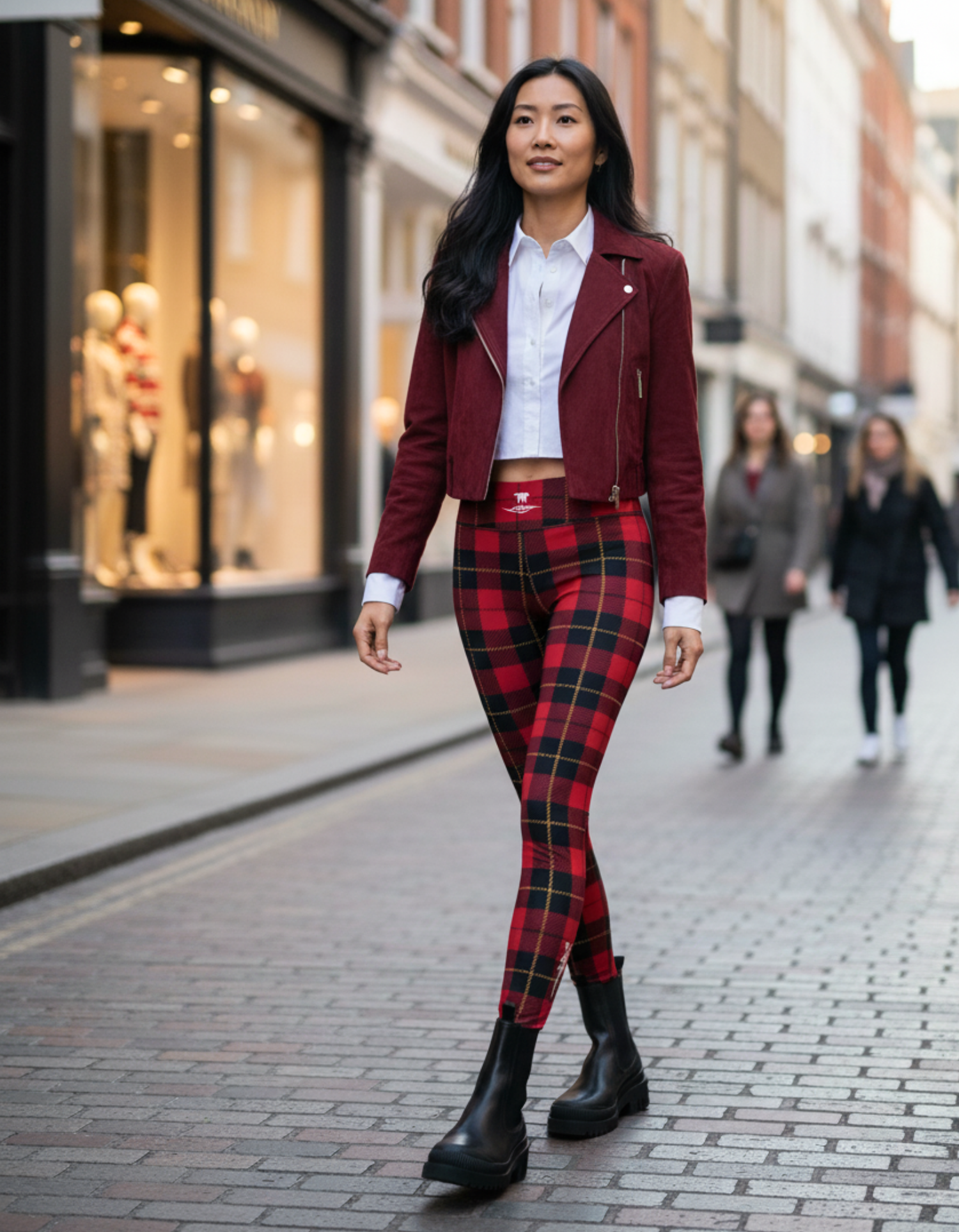 Fashion Leggings Street Series Red Plaid | Limited Edition TheFamous Studio