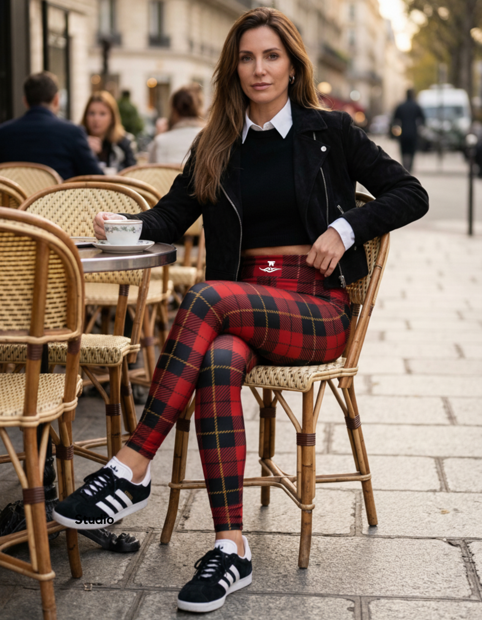 Fashion Leggings Street  Red Plaid | Limited Edition TheFamous Studio