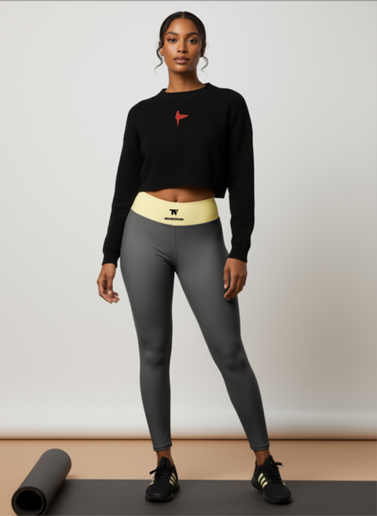 Yoga Leggings Steel Grey & Yellow Butter | Limited Edition TheFamous Studio