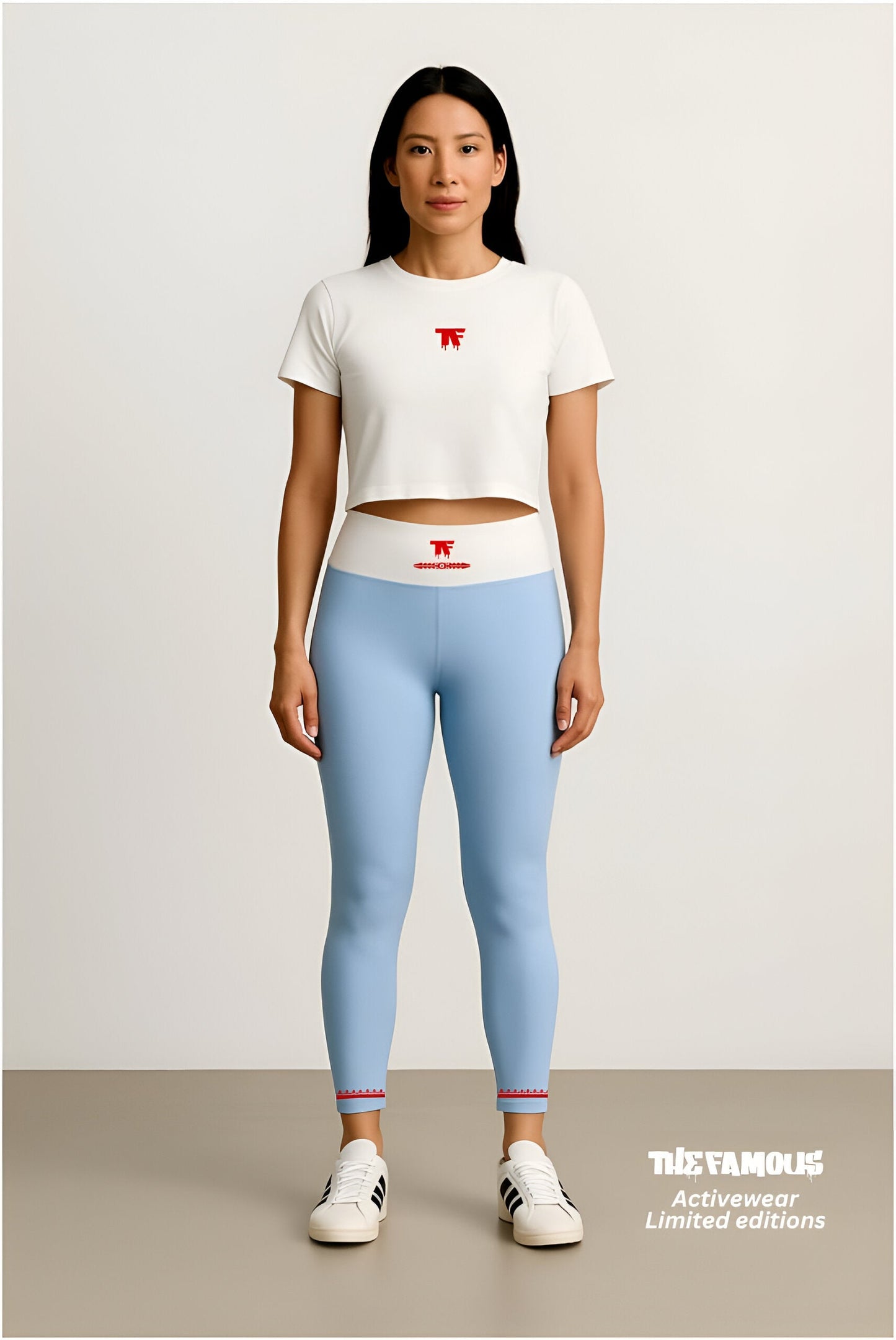 High waisted Blue Capri Luxury Leggings | Limited Edition TheFamous Studio