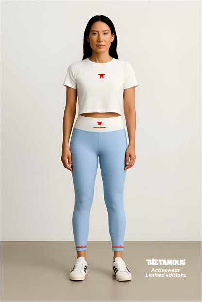 High waisted Blue Capri Luxury Leggings | Limited Edition TheFamous Studio