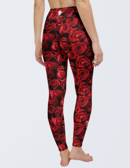 High waisted Leggings Red Roses | Limited Edition TheFamous Studio