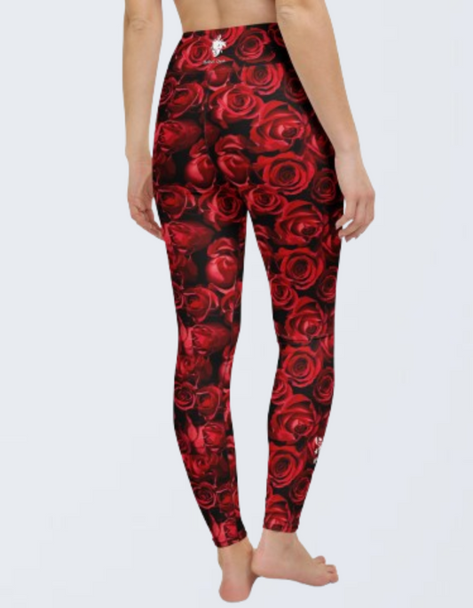 High waisted Leggings Red Roses | Limited Edition TheFamous Studio