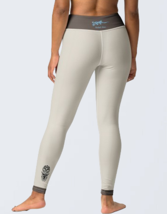 High Waisted Sand & Turquoise Leggings | Limited Edition TheFamous Studio