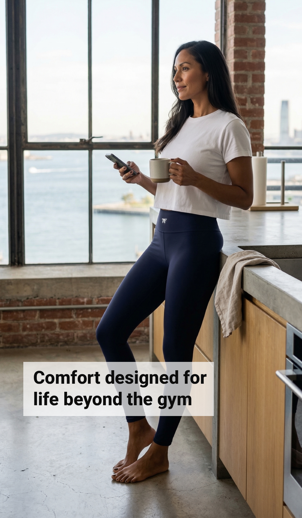 Athletic Chic Activewear for women | Deep Blue Yoga leggings to wear beyond the gym | Limited edition TheFamous Studio