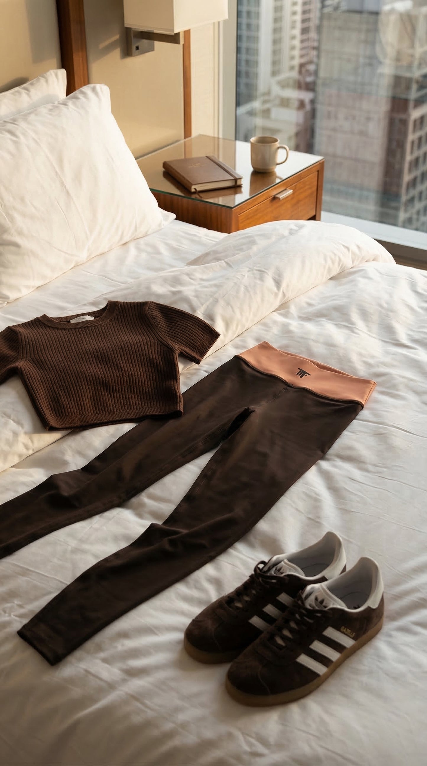 Quiet Luxury Activewear for women | Leggings Brown & Melon | Limited Edition TheFamous Studio