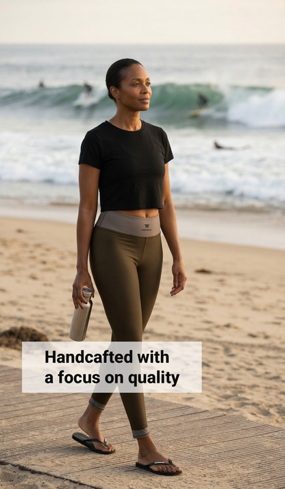 Athletic Chic Activewear for women | Brown Desert high waist yoga Leggings with surf tattoos | Limited edition TheFamous Studio