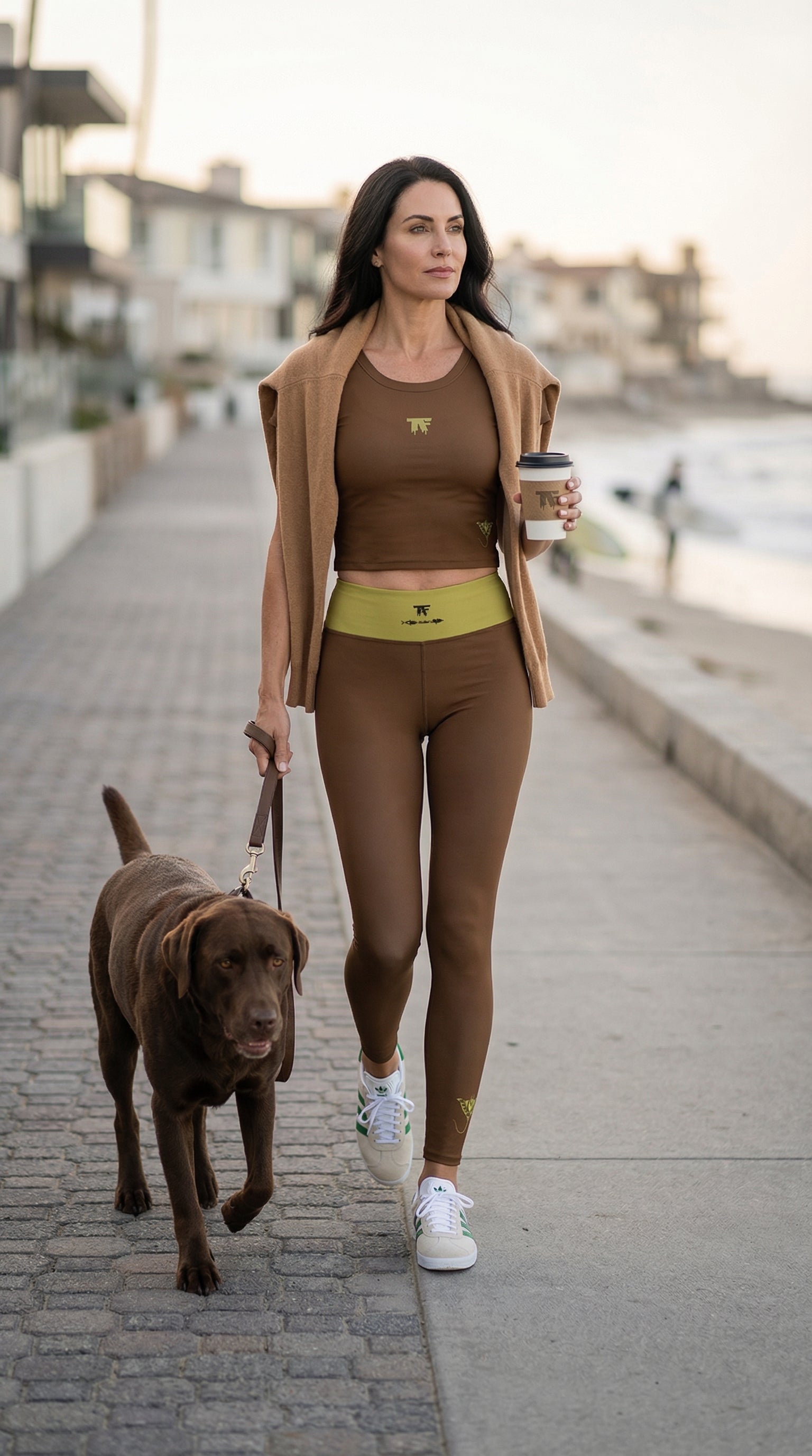Casual Chic Activewear for women | Yoga Leggings Mocha & Citronella | Limited Edition TheFamous Studio